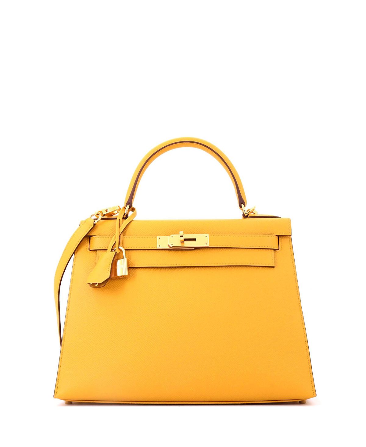 Pre-Owned HERMES Kelly 28 Handbag Yellow Epsom with Gold Hardware