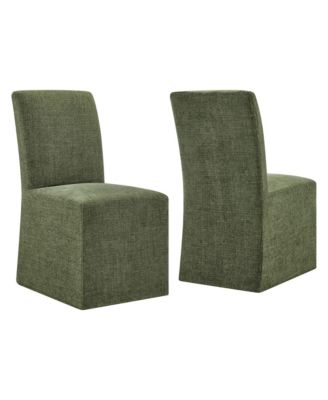  Aster Slub Weave Fabric Slipcovered Dining Chairs, Set of 2