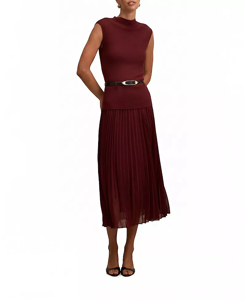 Ever New Women's Lorelei Woven Mixed Midi Dress