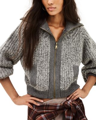 Rabel Wool Blend Zip Up Cardigan