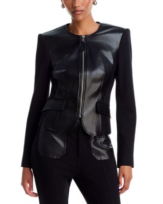 Cinq a Sept Dorinda Mixed Media Zip Jacket