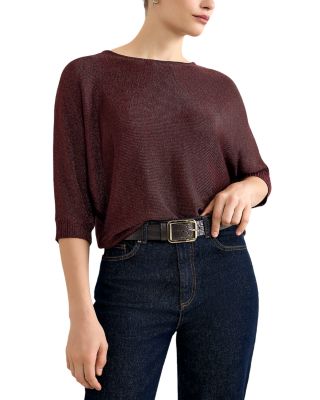 Cristine Metallic Threaded Batwing Sleeve Sweater