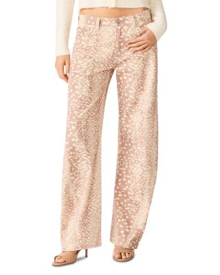 The Bleecker Printed High Rise Wide Leg Jeans in Light Oak