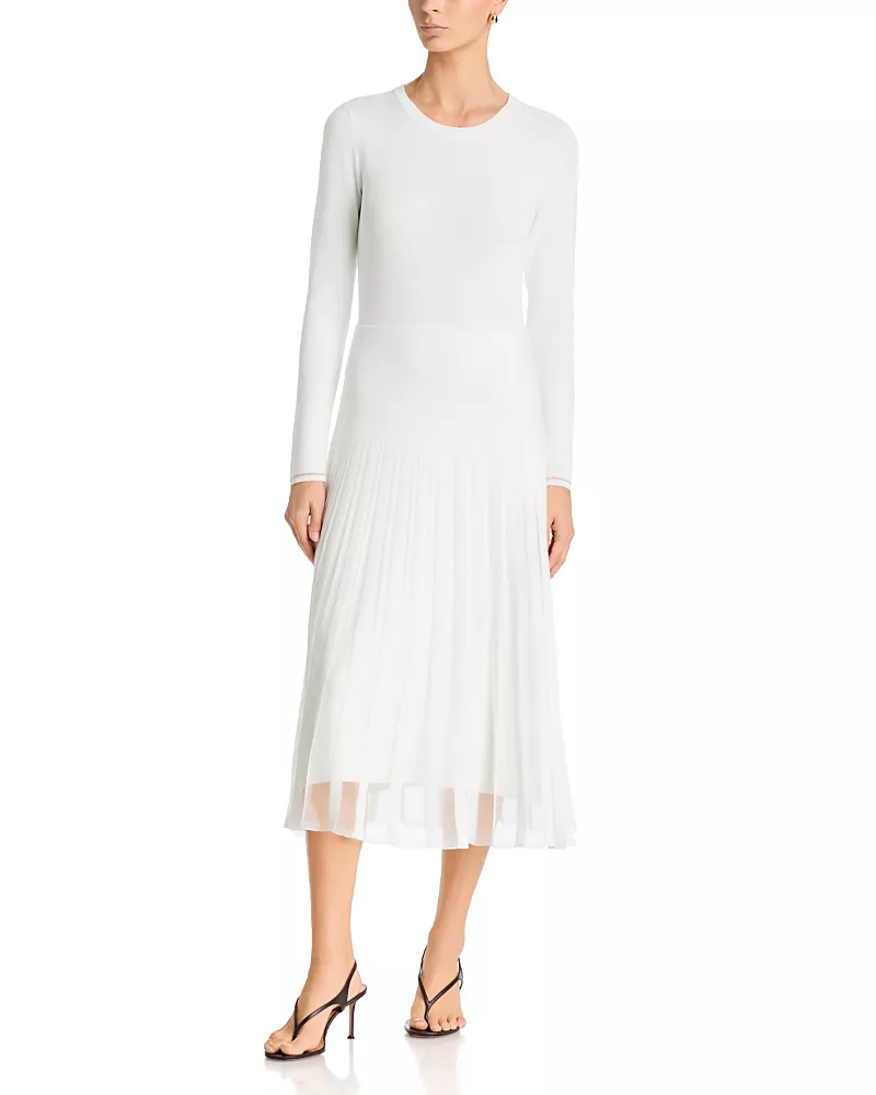 T Tahari Sheer Panel Midi Dress