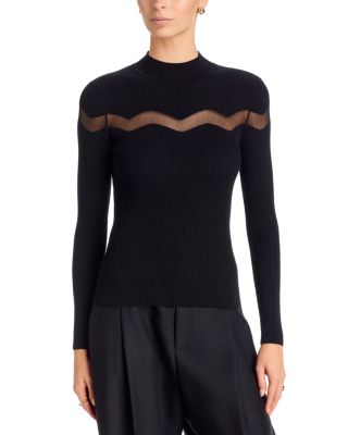 Sheer Insert Ribbed Sweater