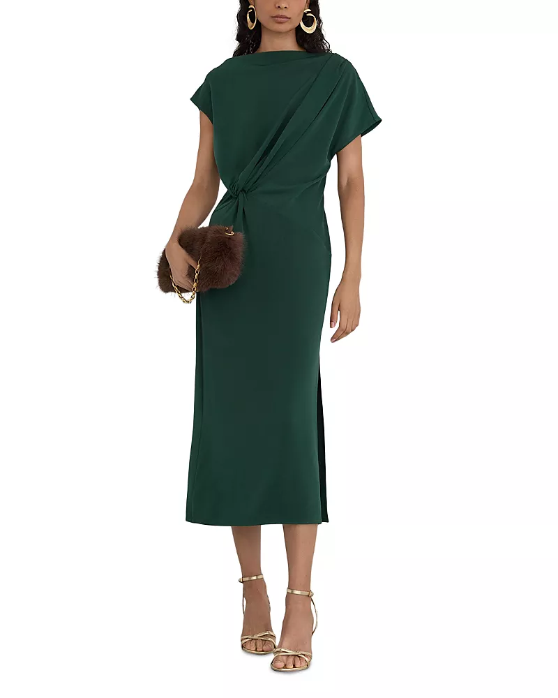 Reiss Petites Beth Draped Side Slit Midi Dress