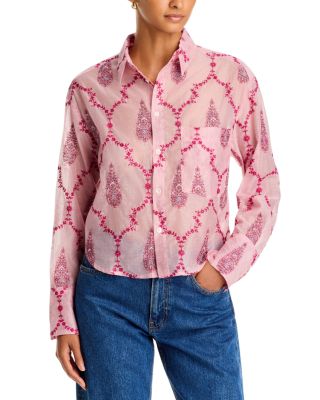 The Belle Cropped Cotton Button Up Shirt