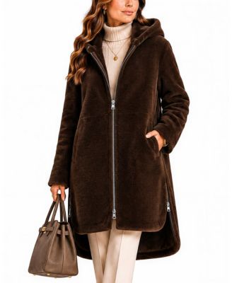  Hooded Shearling Coat