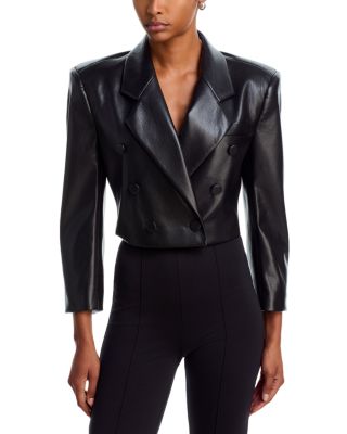Berlina Cropped Faux Leather Blazer