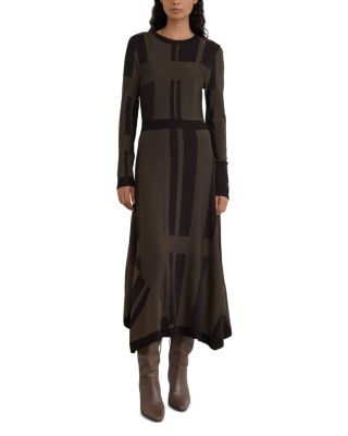 Felicity Geometric Knit Long Sleeve Midi Dress