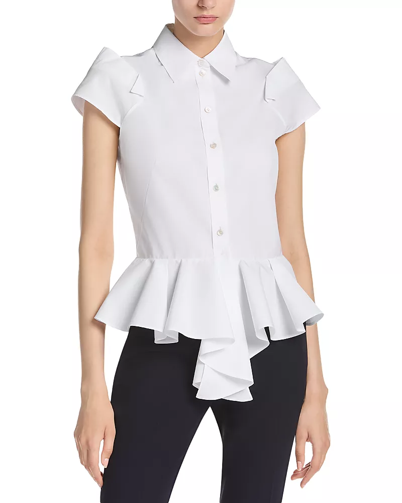McQueen Cotton Poplin Peplum Shirt