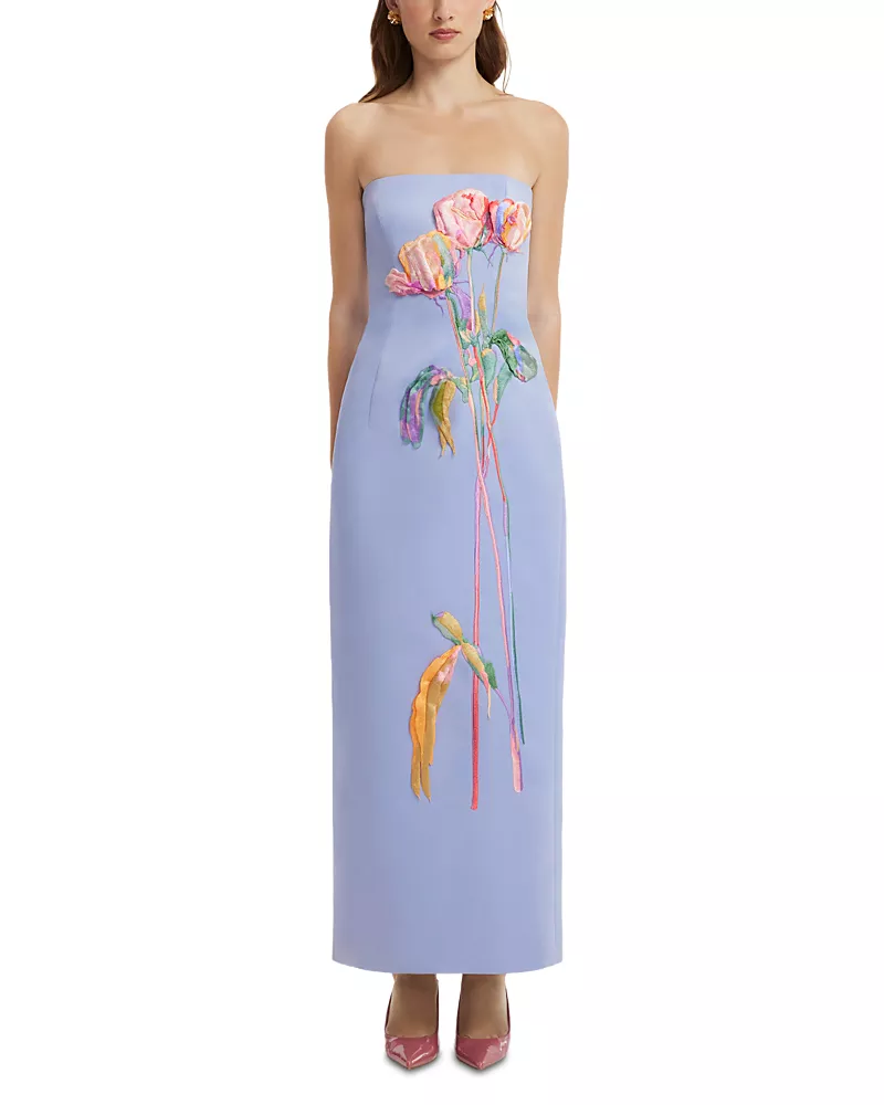 Leo Lin Rayna Embroidered Bustier Maxi Dress