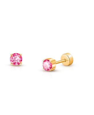  Girls' 14K Gold on Titanium Crystal Birthstone Stud Earrings - Baby, Little Kid, Big Kid