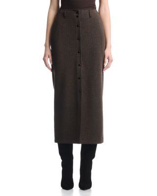 Button Front Midi Skirt 