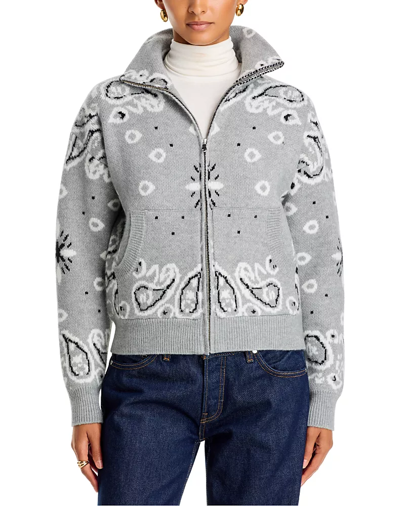 Line & Dot Rio Paisley Print Zip Sweater