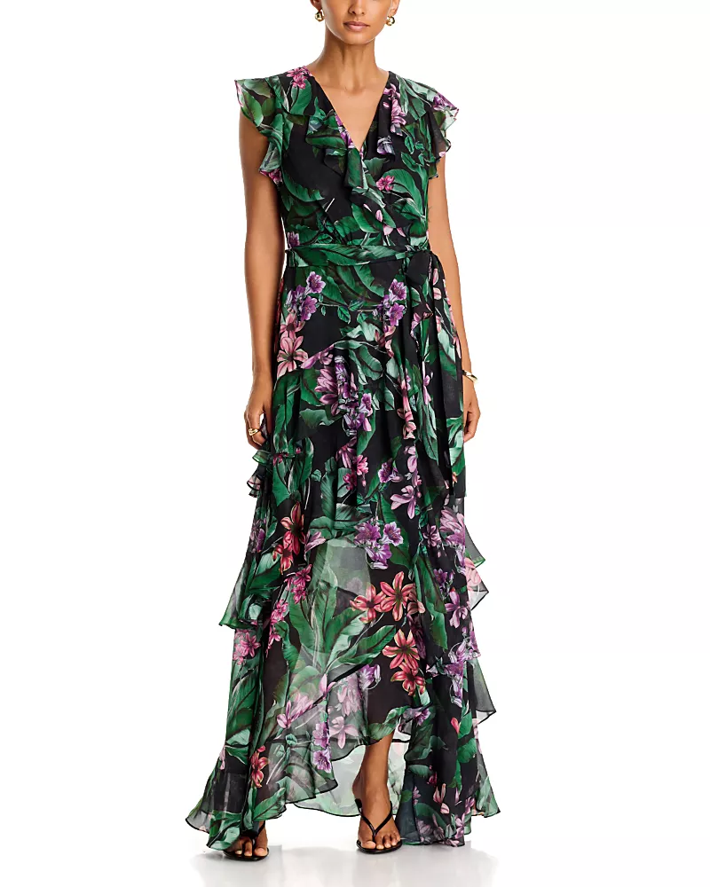 Kobi Halperin Miller Printed Ruffle Maxi Dress
