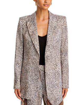 Olive Printed One Button Jacket