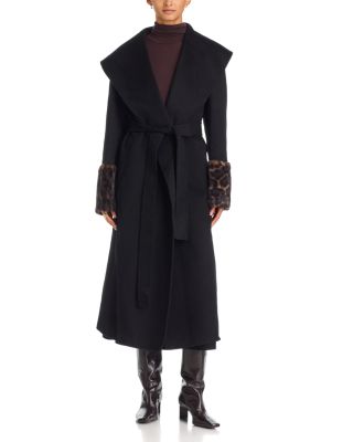 Jill Wool Faux Fur Trim Belted Long Coat