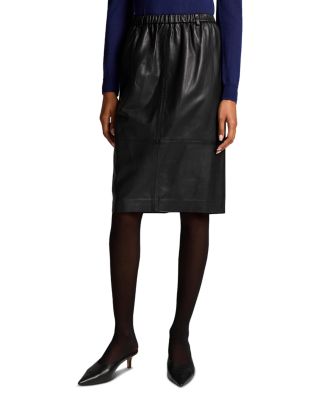 Vince Leather Paperbag Waist Skirt
