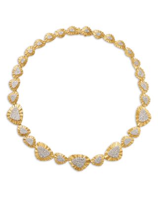 Diamond Pave Textured Collar Necklace in 14K Yellow Gold, 5.0 tcw