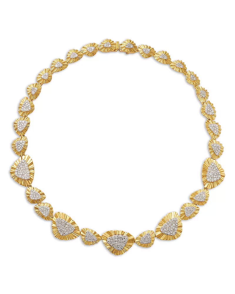 Bloomingdale's Fine Collection Diamond Pave Textured Collar Necklace in 14K Yellow Gold, 5.0 tcw