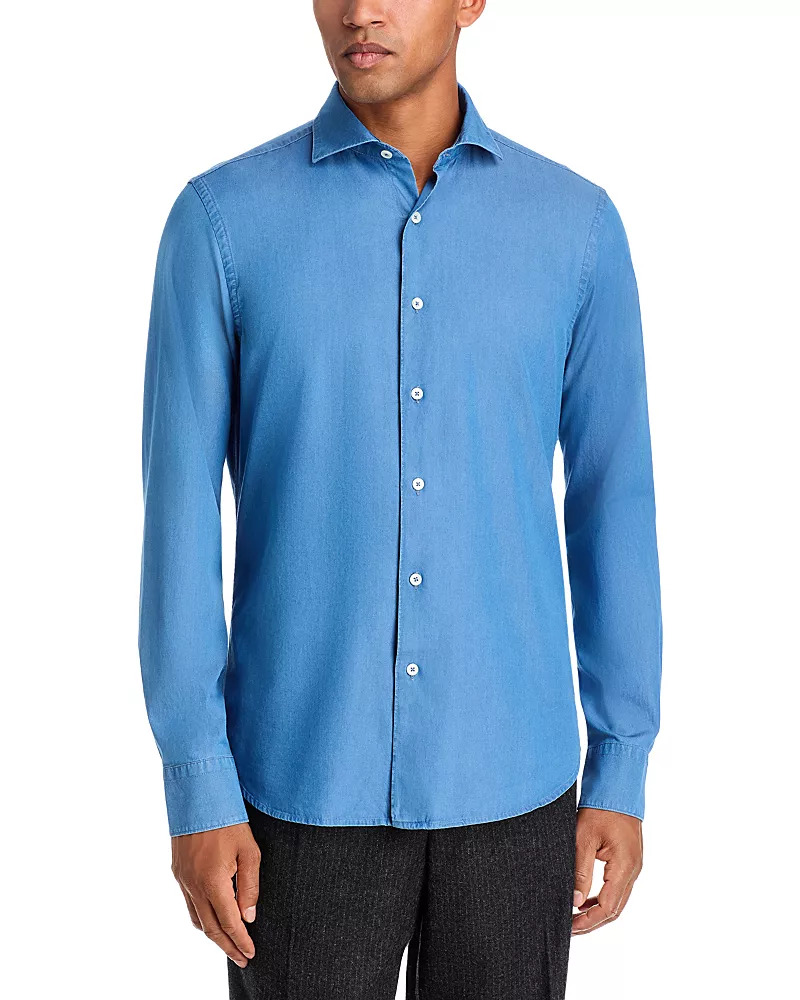Canali Chambray Regular Fit Sport Shirt