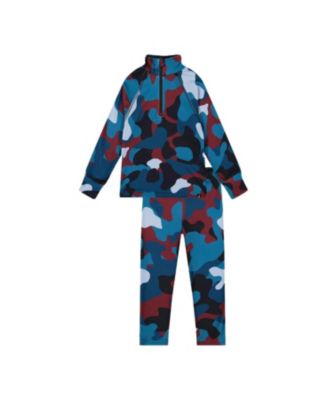 Boys' Camouflage Two Piece Brushed Half-Zip Top & Pants Thermal Underwear - Little Kid