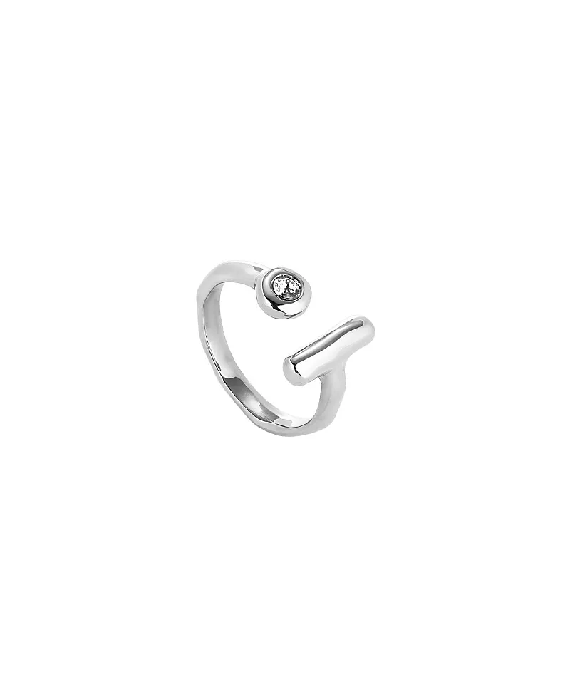UNOde50 Open Sterling Silver-Plated Ring with White Topaz