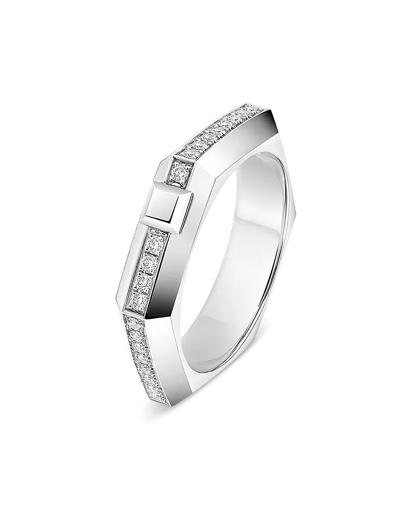 Messika 18K White Gold Moderniste Diamond Hexagon Ring, 0.15 tcw