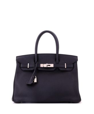 Birkin 30 Handbag Black Clemence with Palladium Hardware