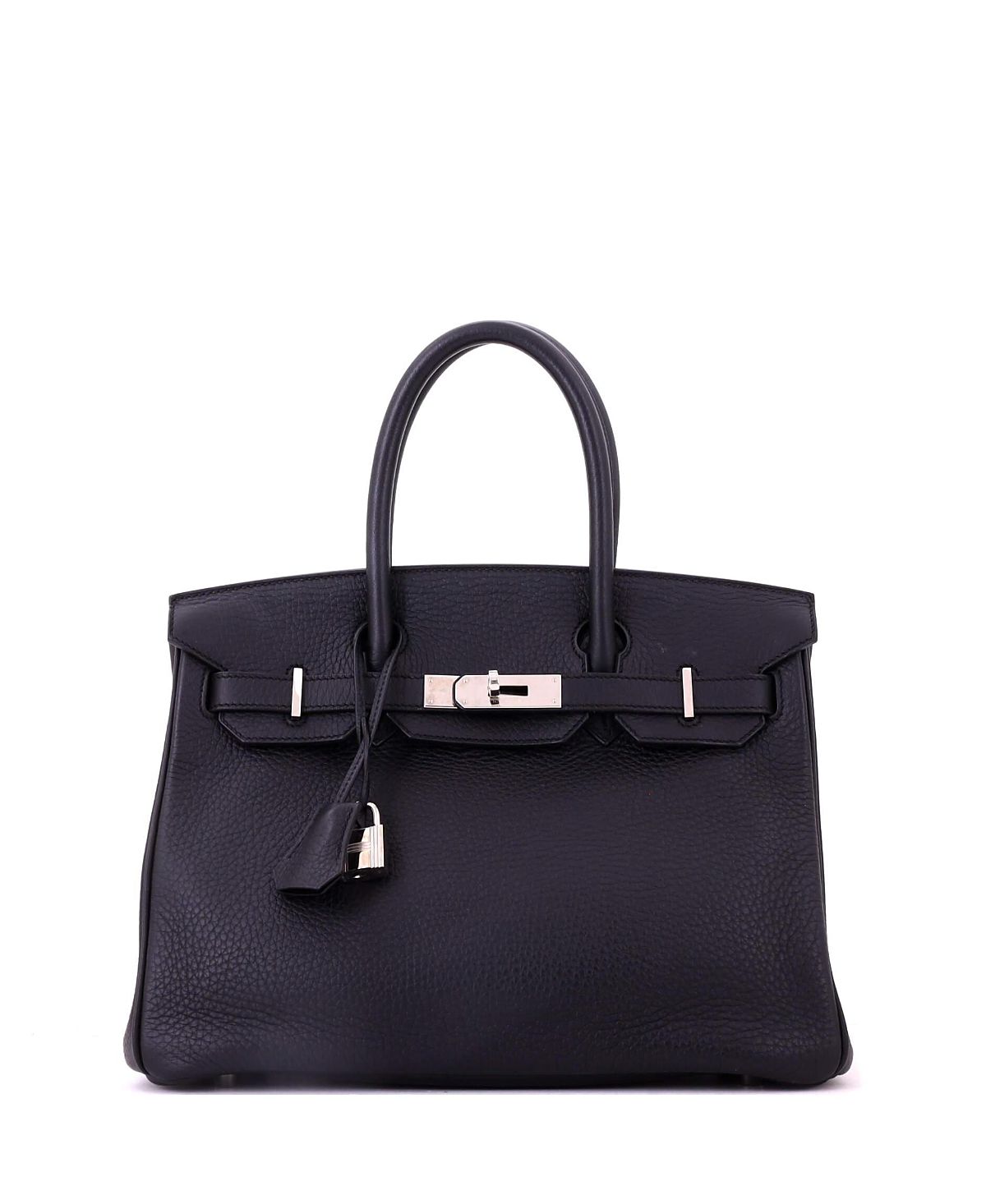 Pre-Owned HERMES Birkin 30 Handbag Black Clemence with Palladium Hardware