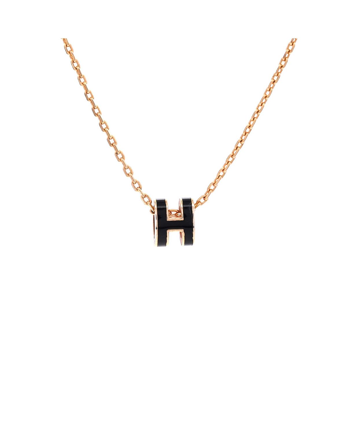 Pre-Owned HERMES Mini Pop H Pendant Chain Necklace Metal and Enamel