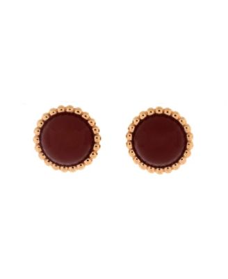  Perlee Couleurs Stud Earrings 18K Rose Gold and Carnelian