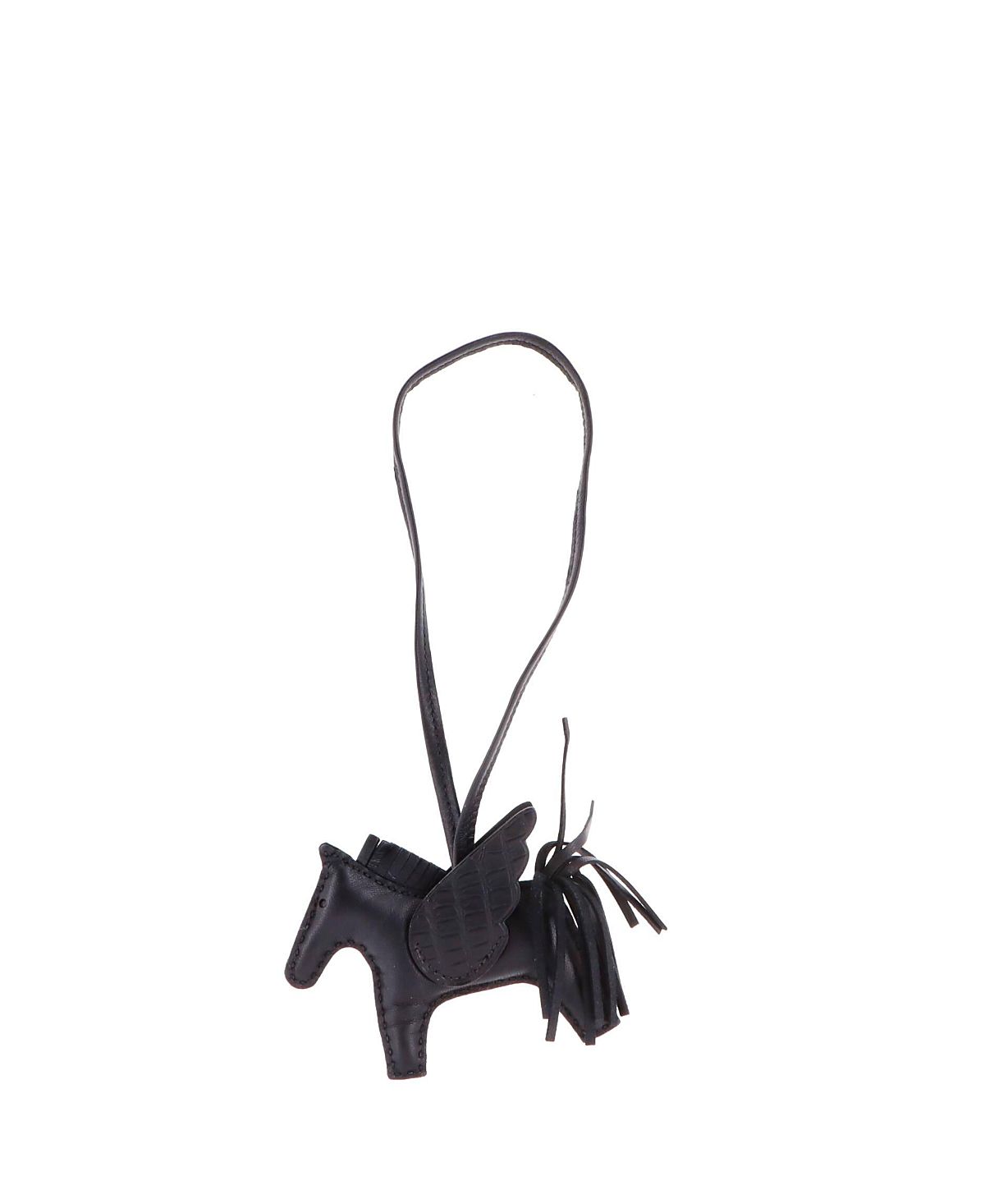 Pre-Owned HERMES Pm So Black Pegase Rodeo Touch Bag Charm Leather with Alligator