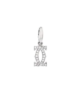  Double C Charm Pendant 18K White Gold with Diamonds
