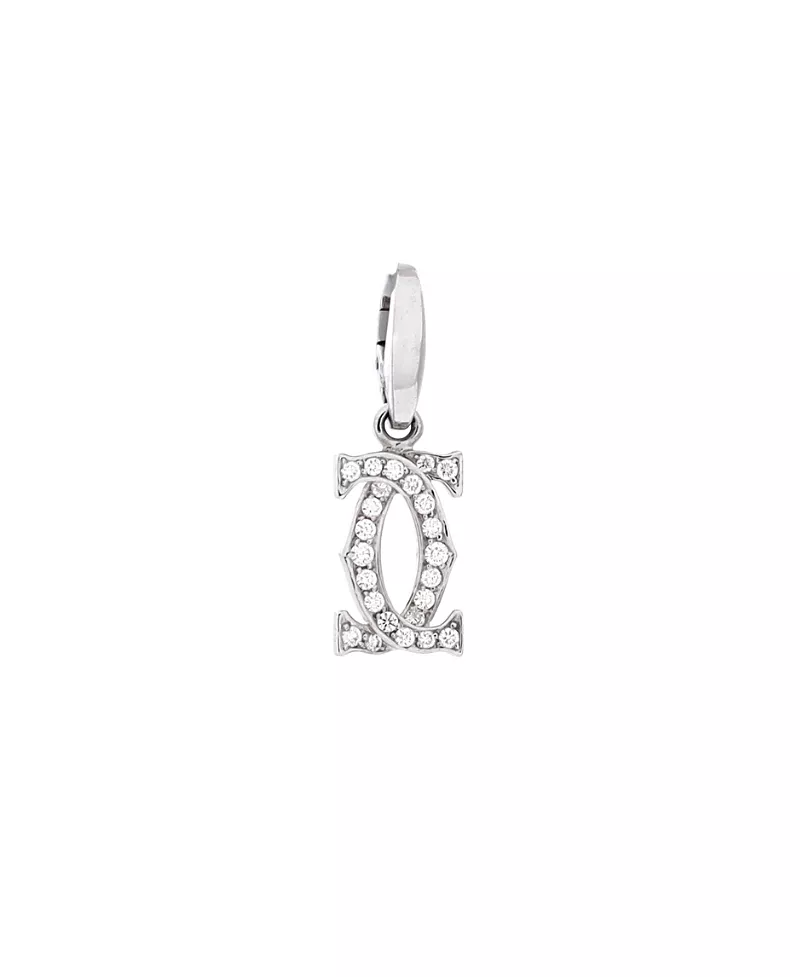 Pre-Owned Cartier Double C Charm Pendant 18K White Gold with Diamonds