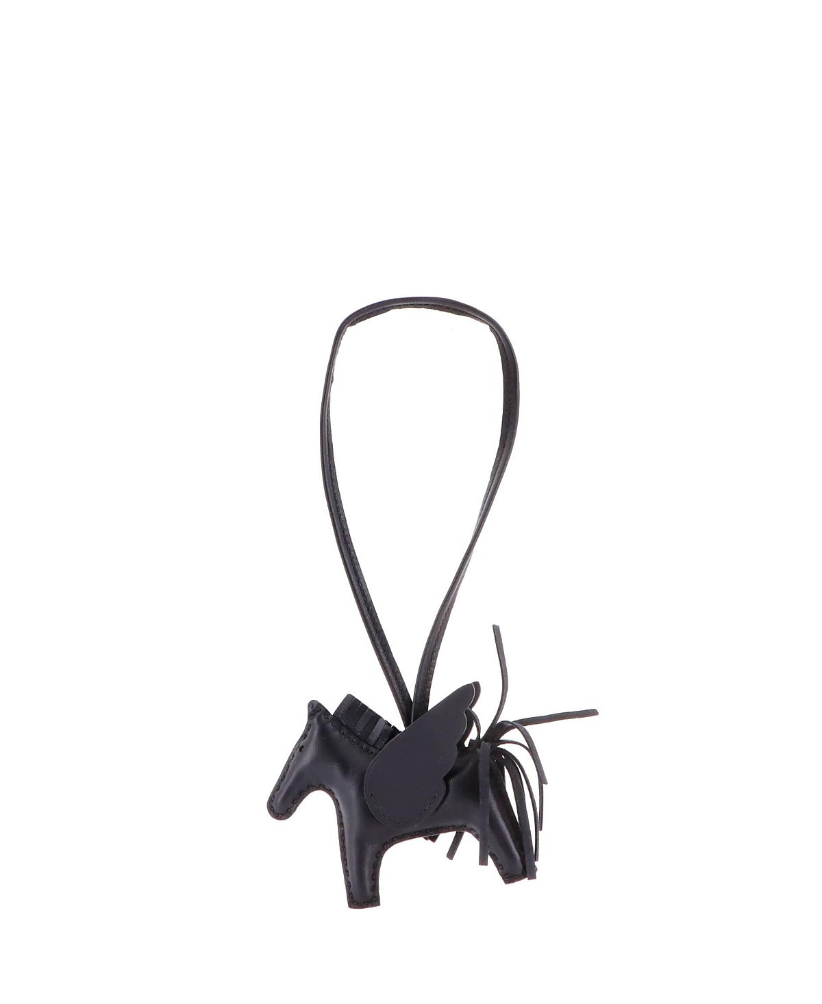 Pre-Owned HERMES Pm So Black Pegase Rodeo Bag Charm Leather