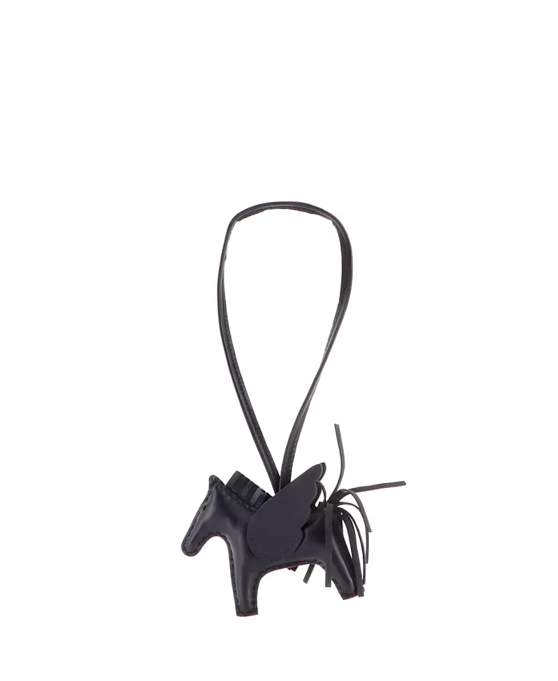 Pre-Owned HERMES Pm So Black Pegase Rodeo Bag Charm Leather
