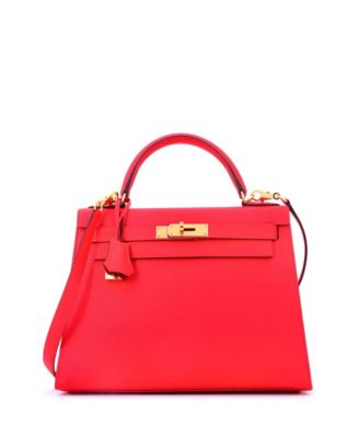Kelly 28 Handbag Red Epsom with Gold Hardware