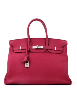 Birkin 35 Handbag Red Togo with Palladium Hardware