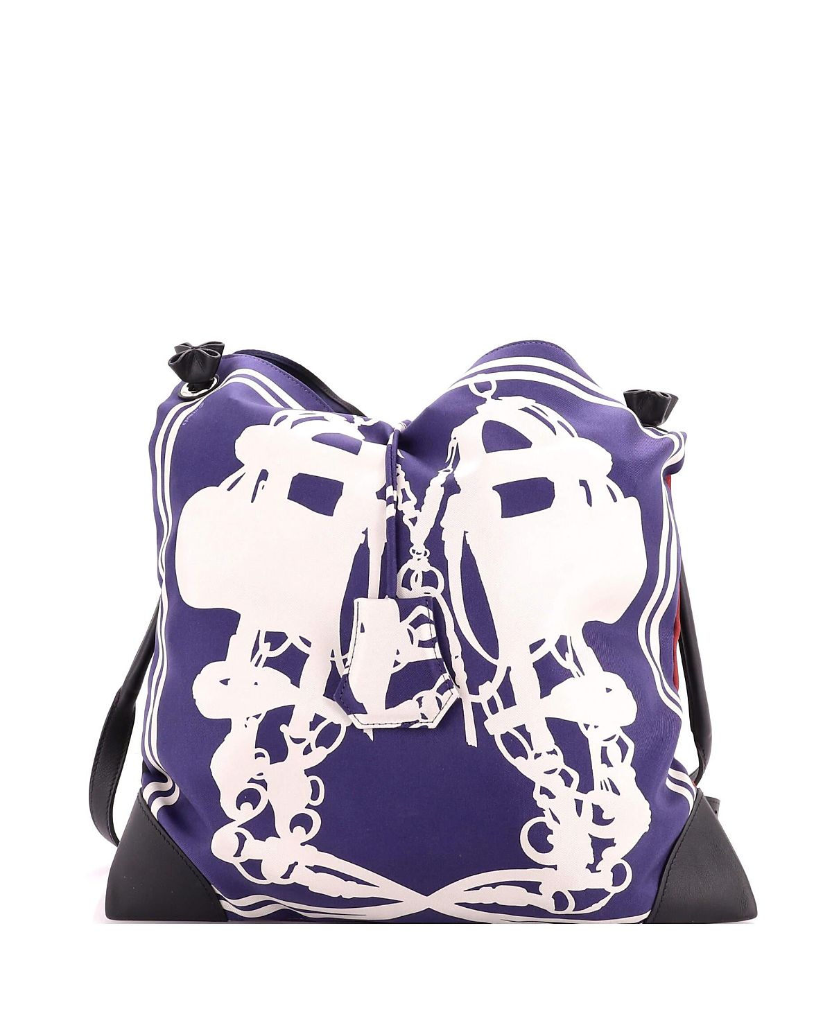 Pre-Owned HERMES Pm Silky City Bag Printed Silk and Leather