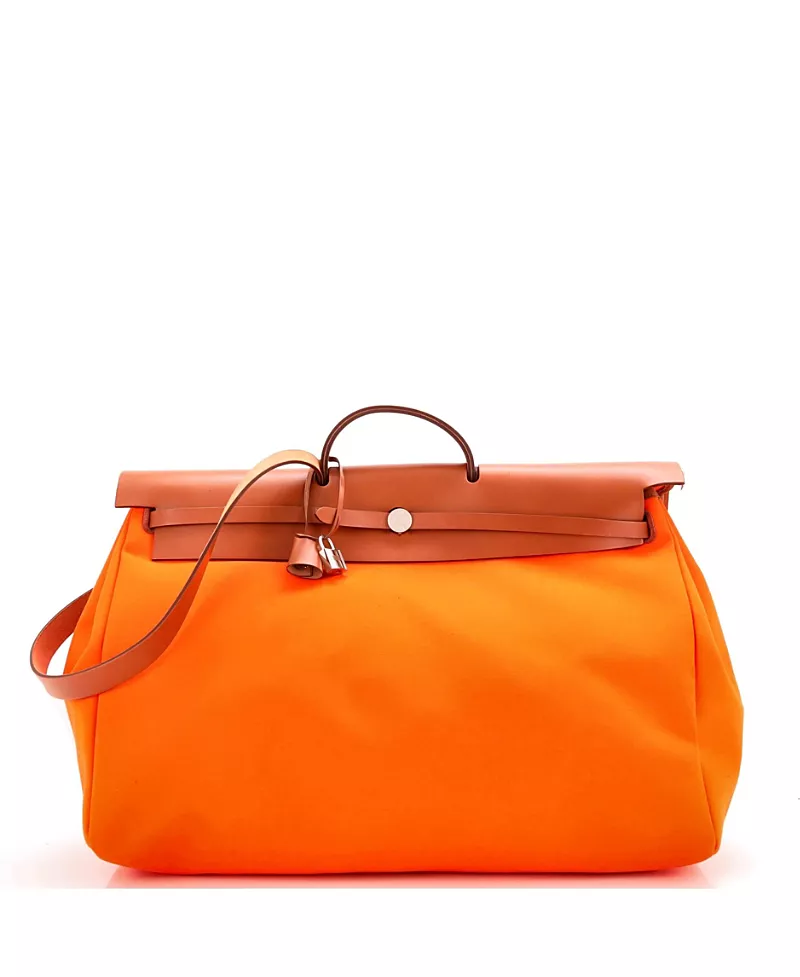Pre-Owned HERMES 50 Herbag Zip Leather and Toile
