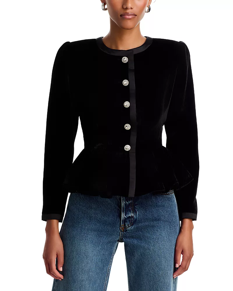 LoveShackFancy Velouria Velvet Peplum Jacket