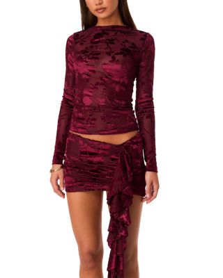 Lenora Stretch Floral Burnout Fitted Top