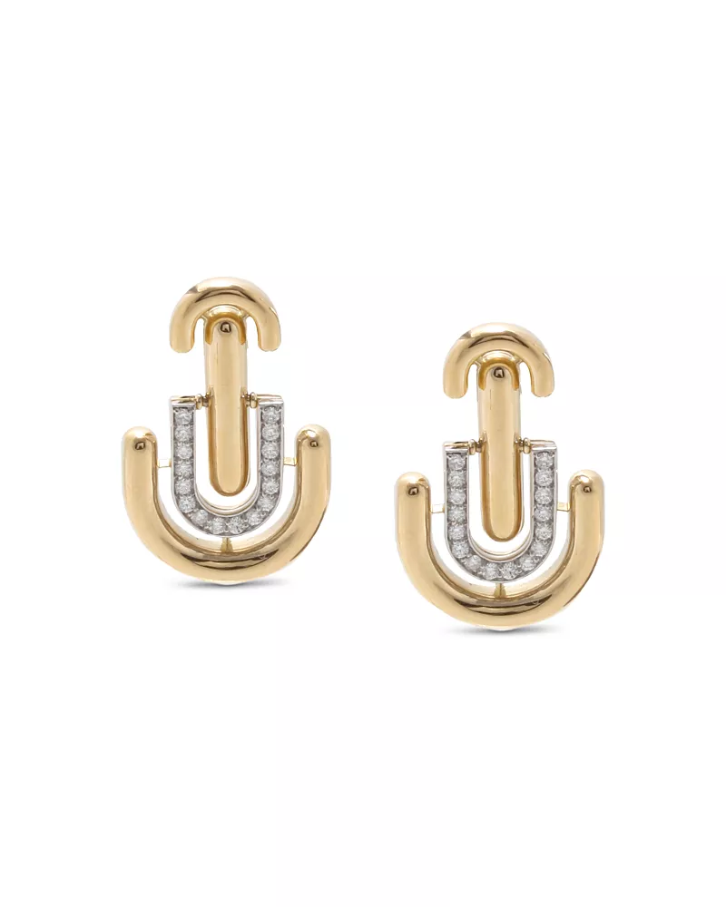 David Webb Platinum & 18K Yellow Gold Unity Diamond Stud Earrings, 0.42 tcw