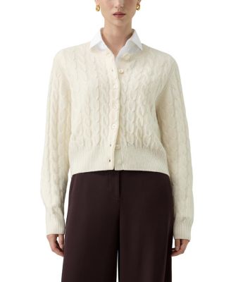  Washable Cable Knit Wool Cardigan