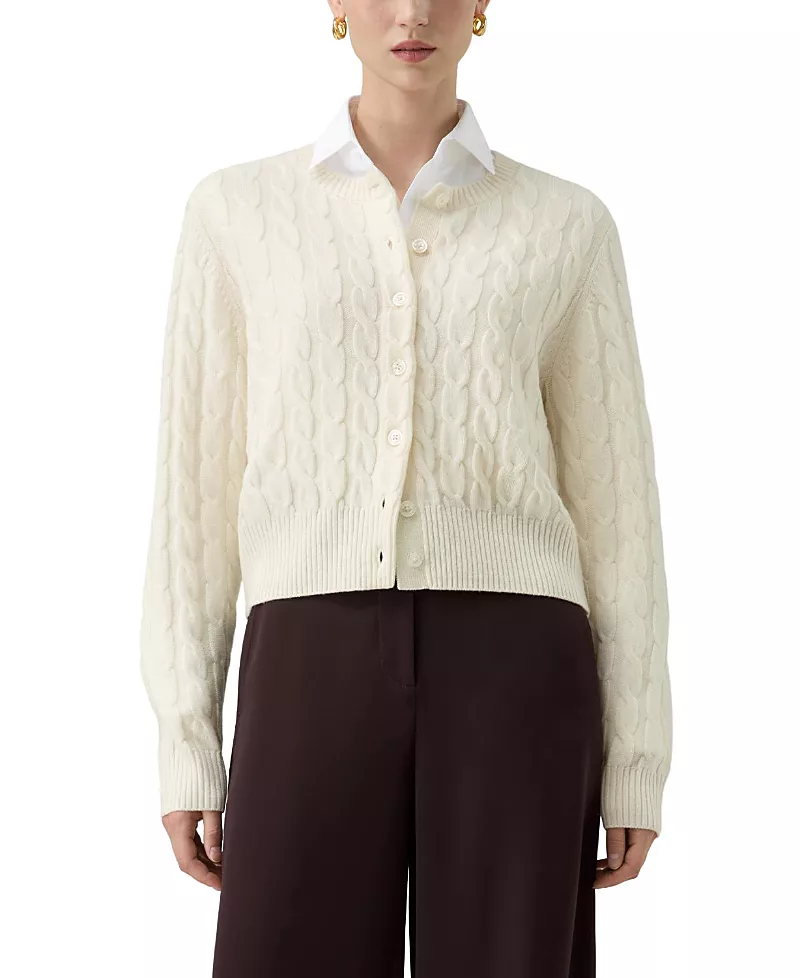Lilysilk Washable Cable Knit Wool Cardigan