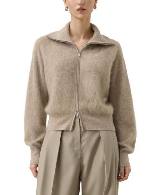  Brushed Cashmere Zip up Cardigan