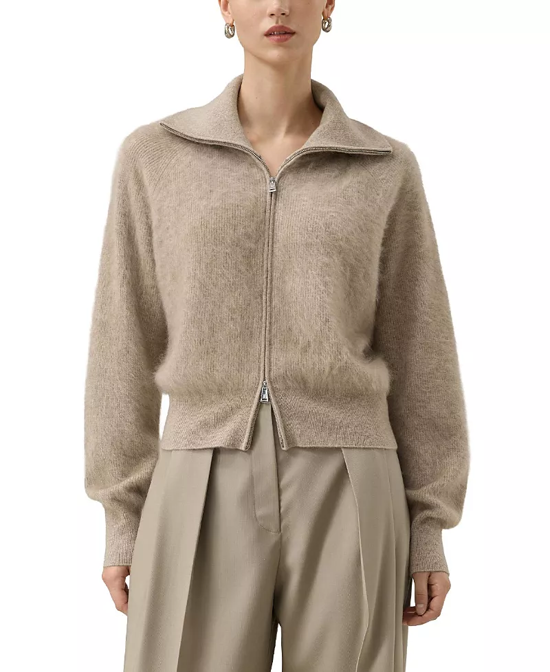 Lilysilk Brushed Cashmere Zip up Cardigan