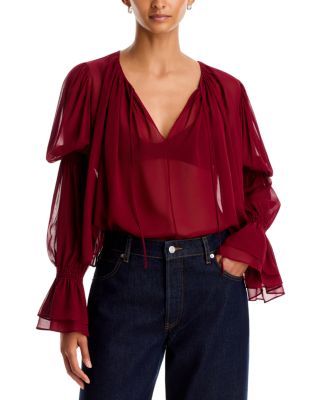 The Ripple Silk V Neck Blouse